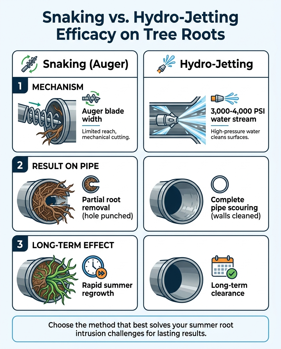 Snaking vs. Hydro-Jetting Efficacy on Tree Roots