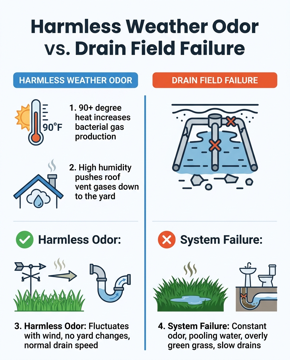 Harmless Weather Odor vs. Drain Field Failure