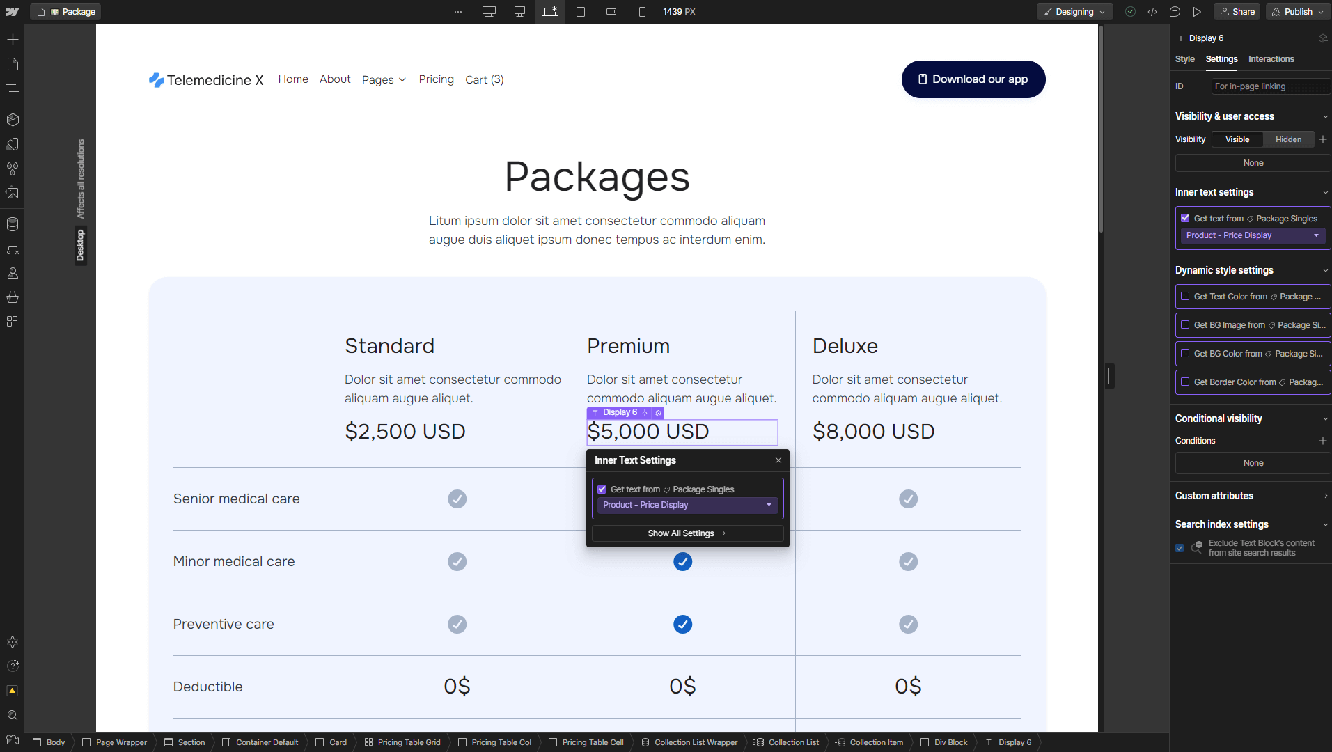 Ecommerce Content - Telemedicine X Webflow Template