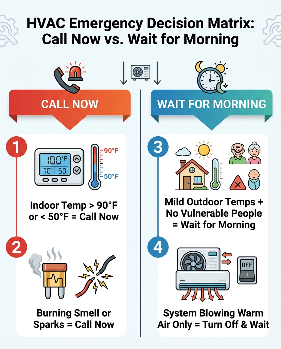 HVAC Emergency Decision Matrix: Call Now vs. Wait for Morning