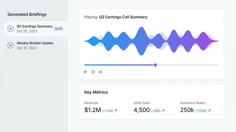 Performance Audio Briefing AI Agent | Data-to-Audio Insights