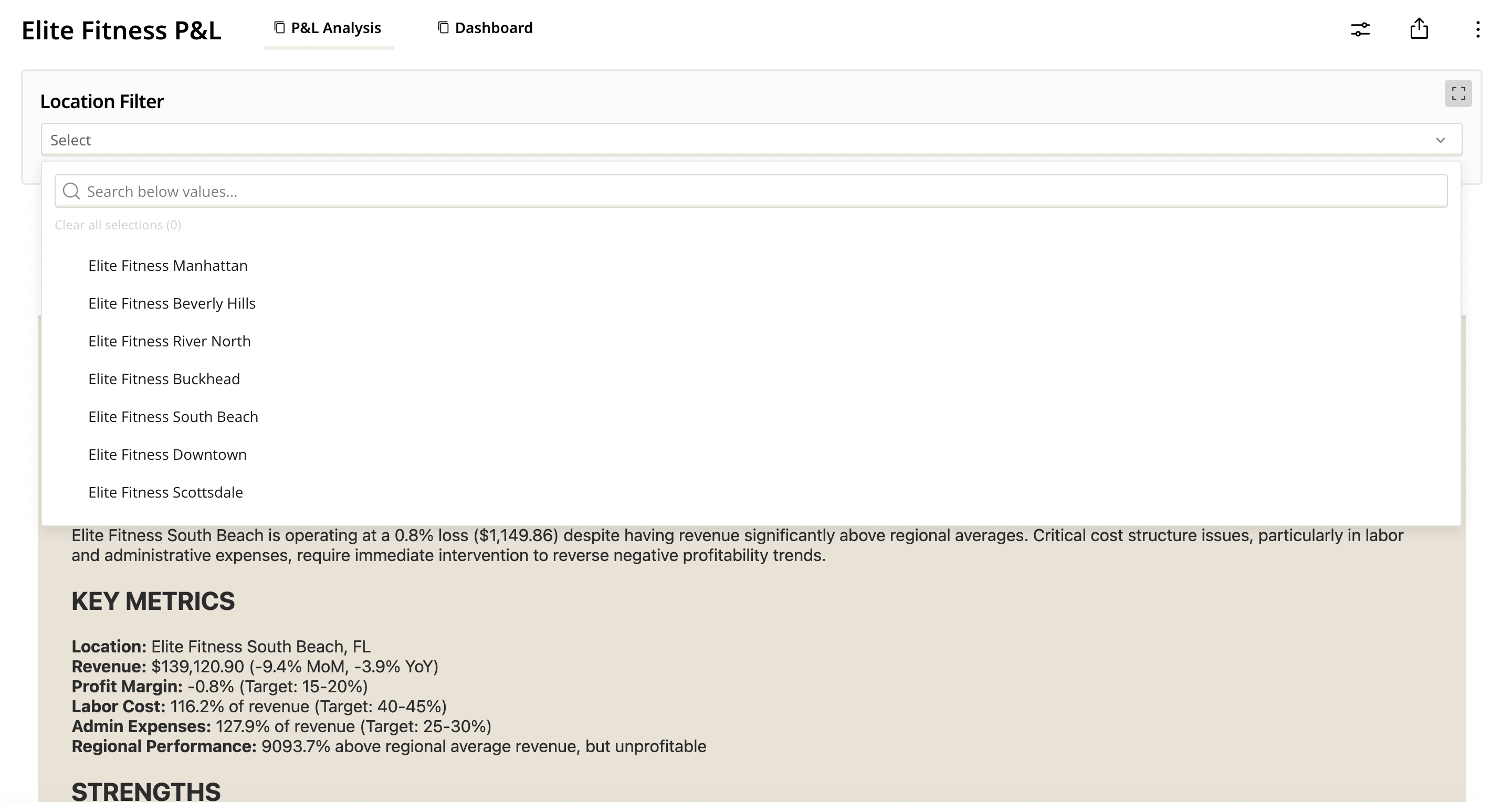Location Filter Options