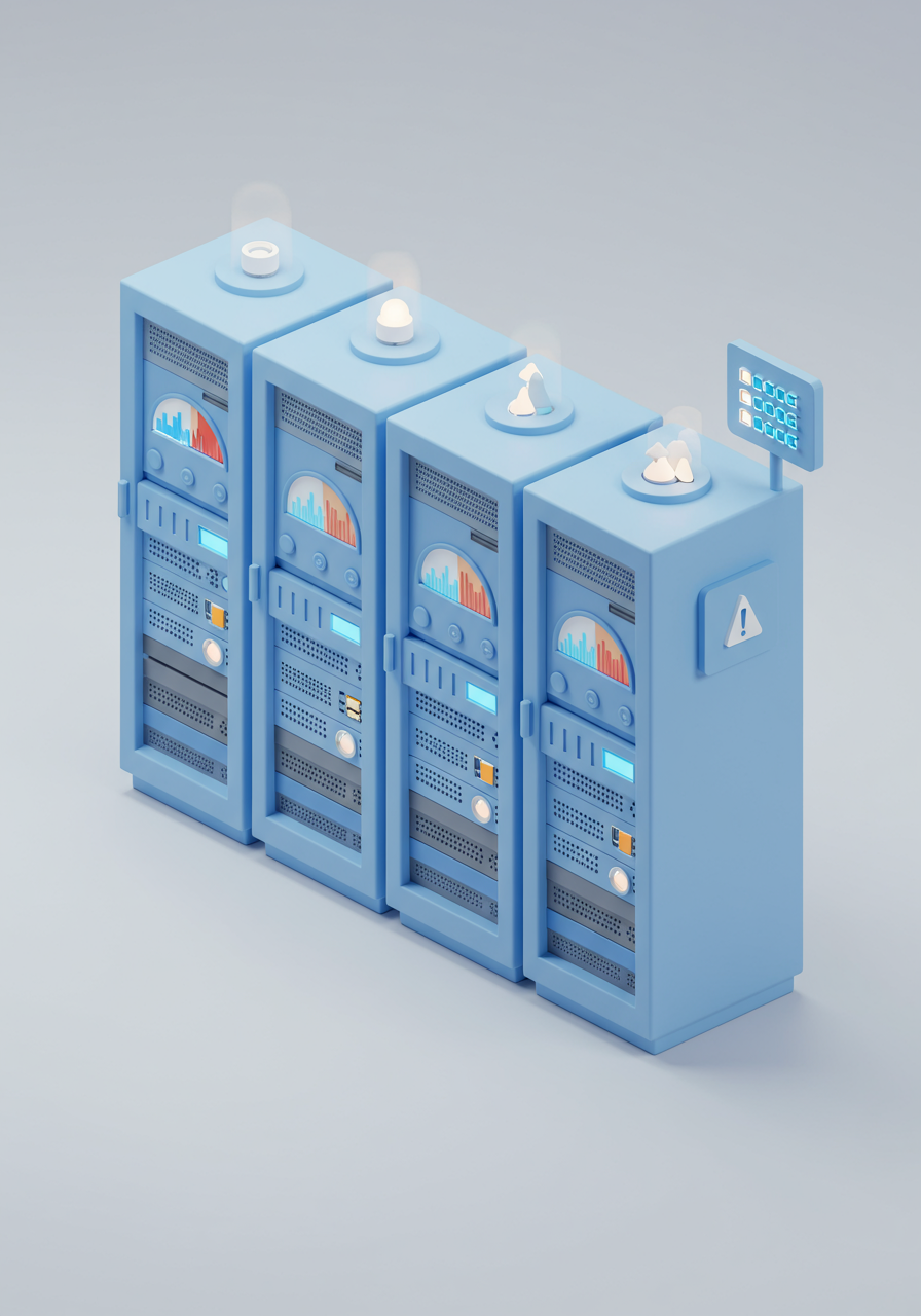 Hash Rate Anomaly Mitigation AI Agent - 3D isometric illustration