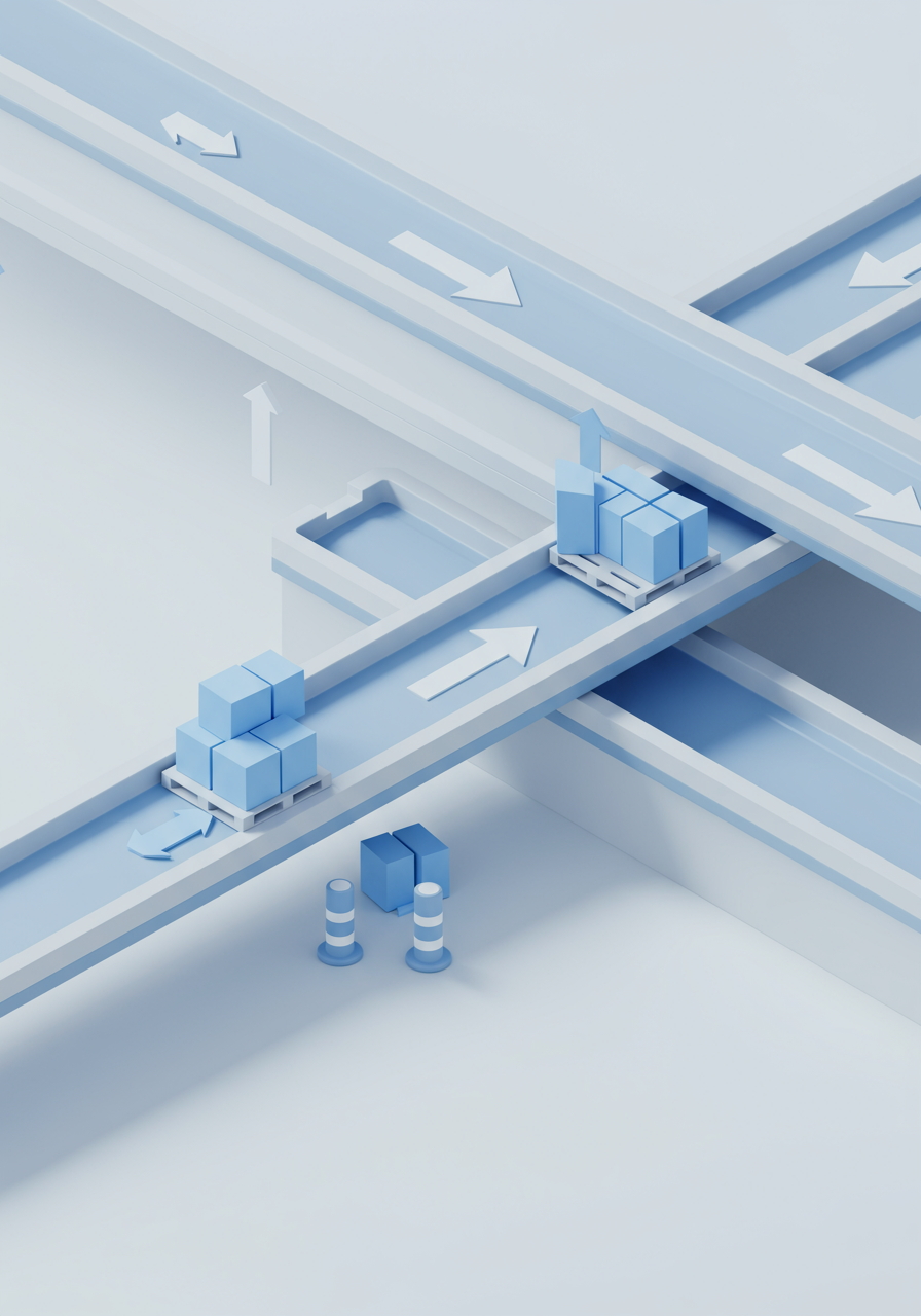 Inventory Movement Optimizer AI Agent - 3D isometric illustration