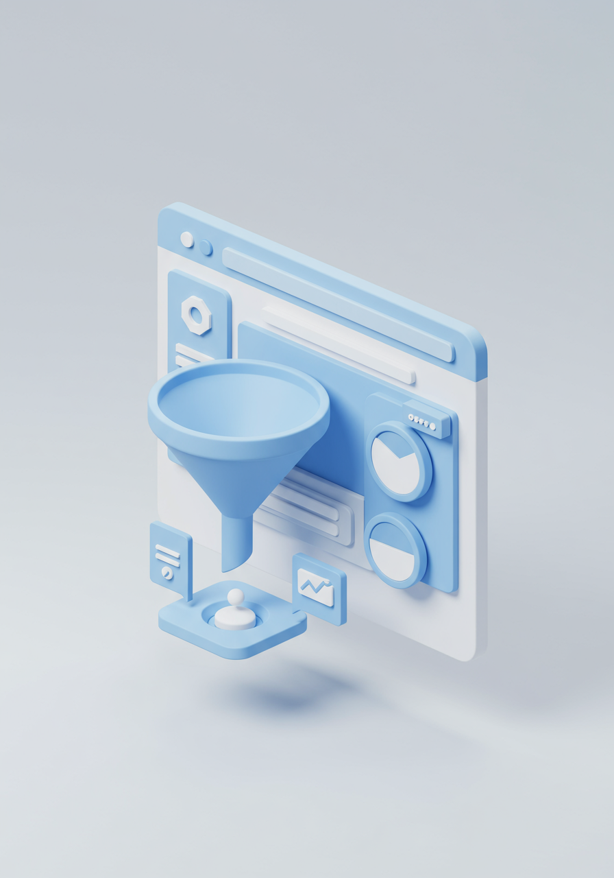 Landing Page Optimizer AI Agent - 3D isometric illustration