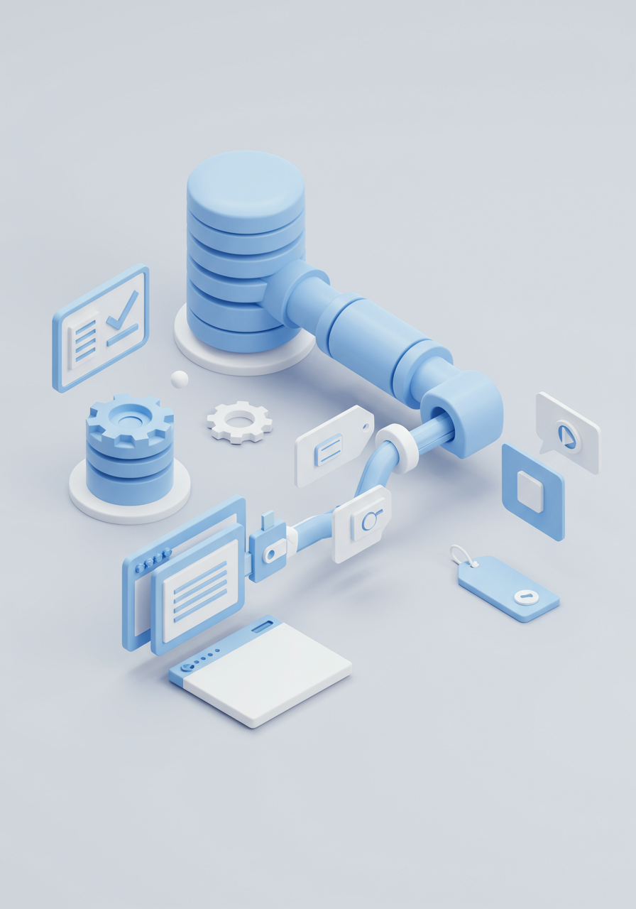 Metadata Extraction AI Agent - 3D isometric illustration