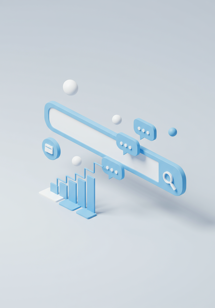 SEO Opportunity Mapper AI Agent - 3D isometric illustration