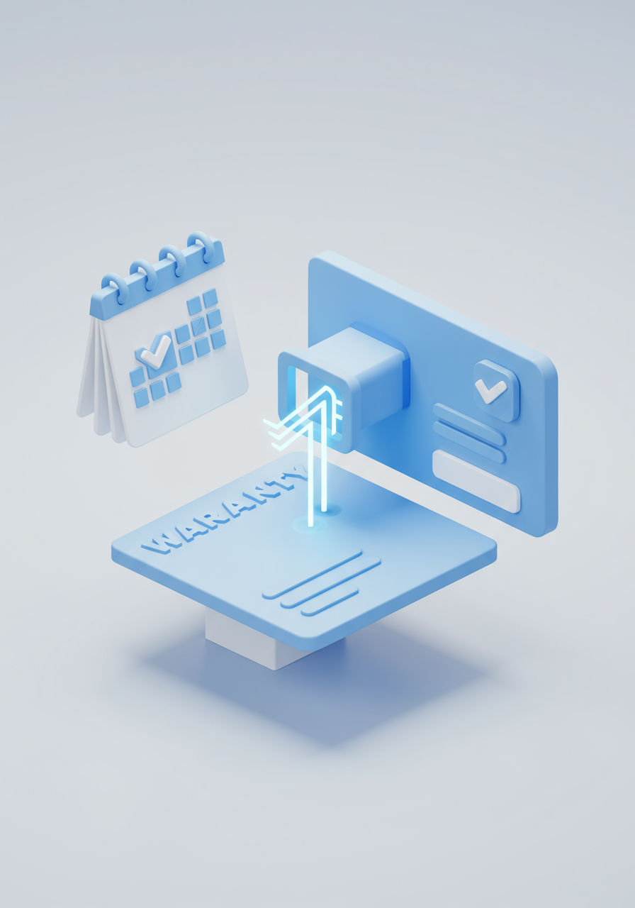 Warranty Card Processing AI Agent - 3D isometric illustration