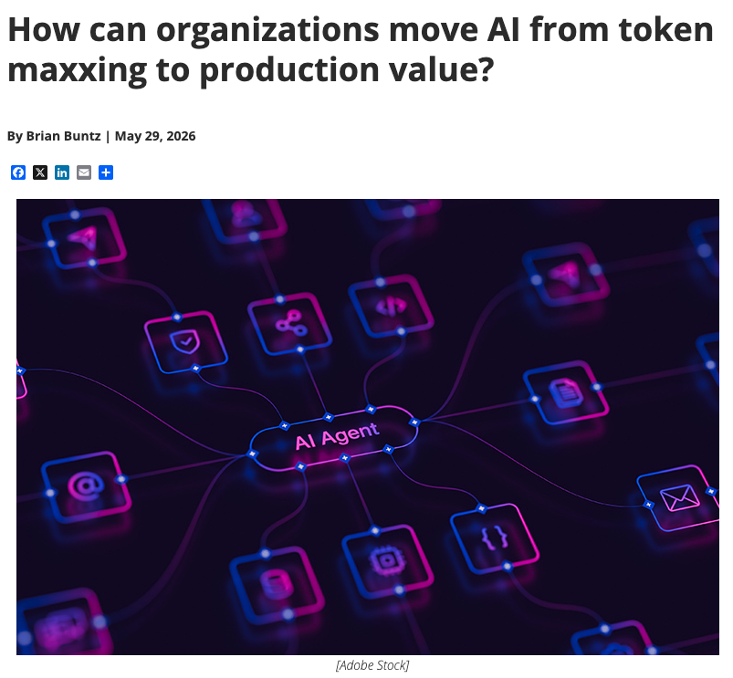Article titled, "How can organization move AI from token maxxing to production value."