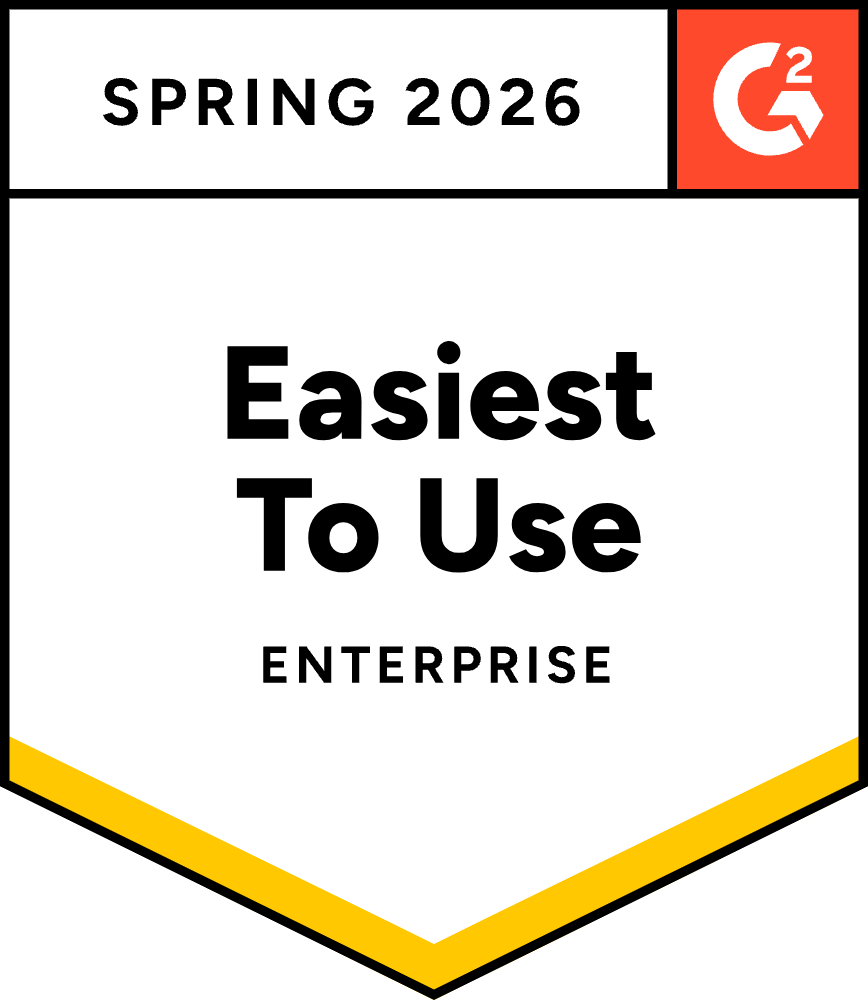 G2 badge for Spring 2026 recognizing easiest to use enterprise software.