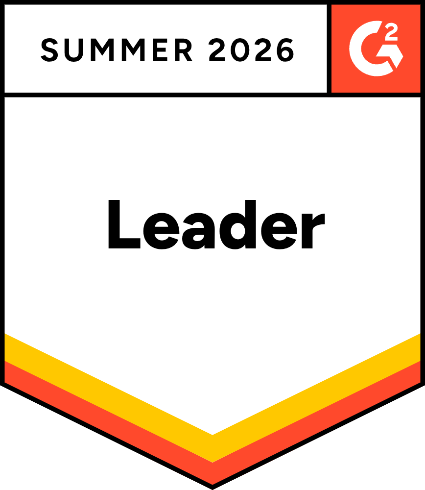 Badge showing Summer 2026 Leader with G2 logo in top right corner.