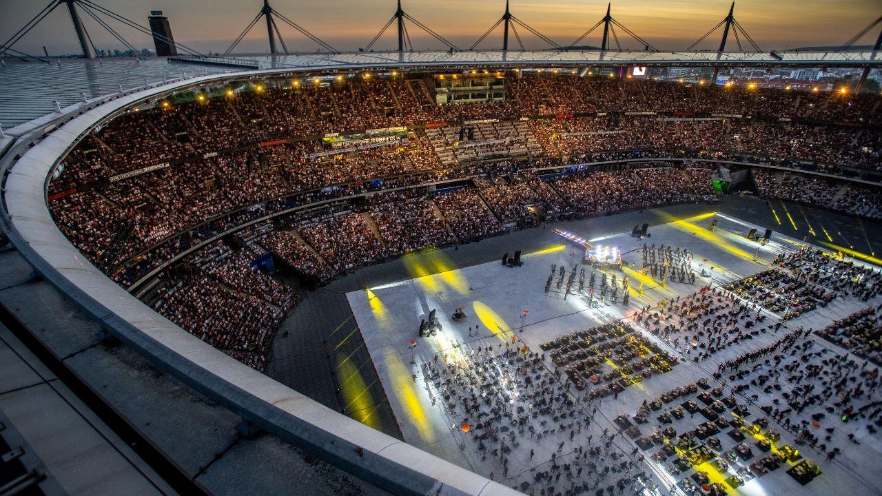 a drone view of the Stade de France show in 2022