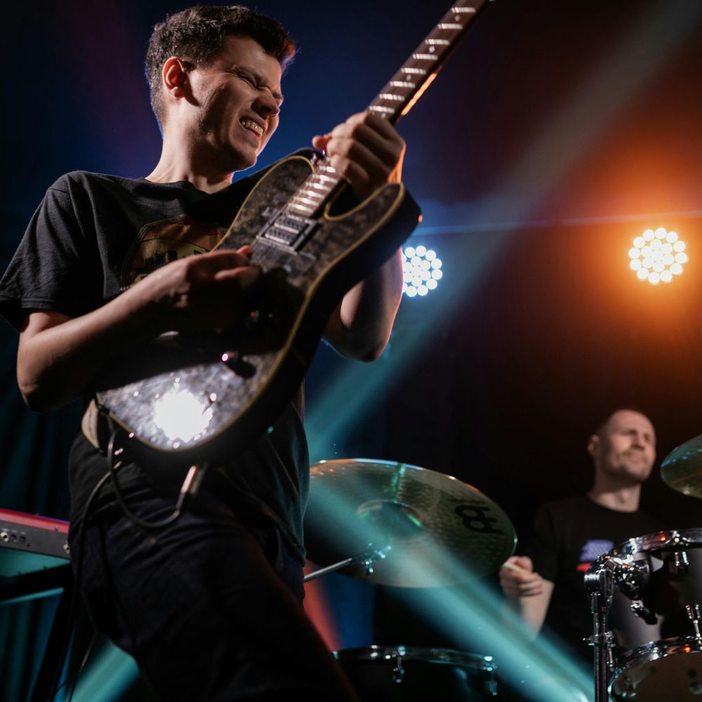 close up of a guitarist