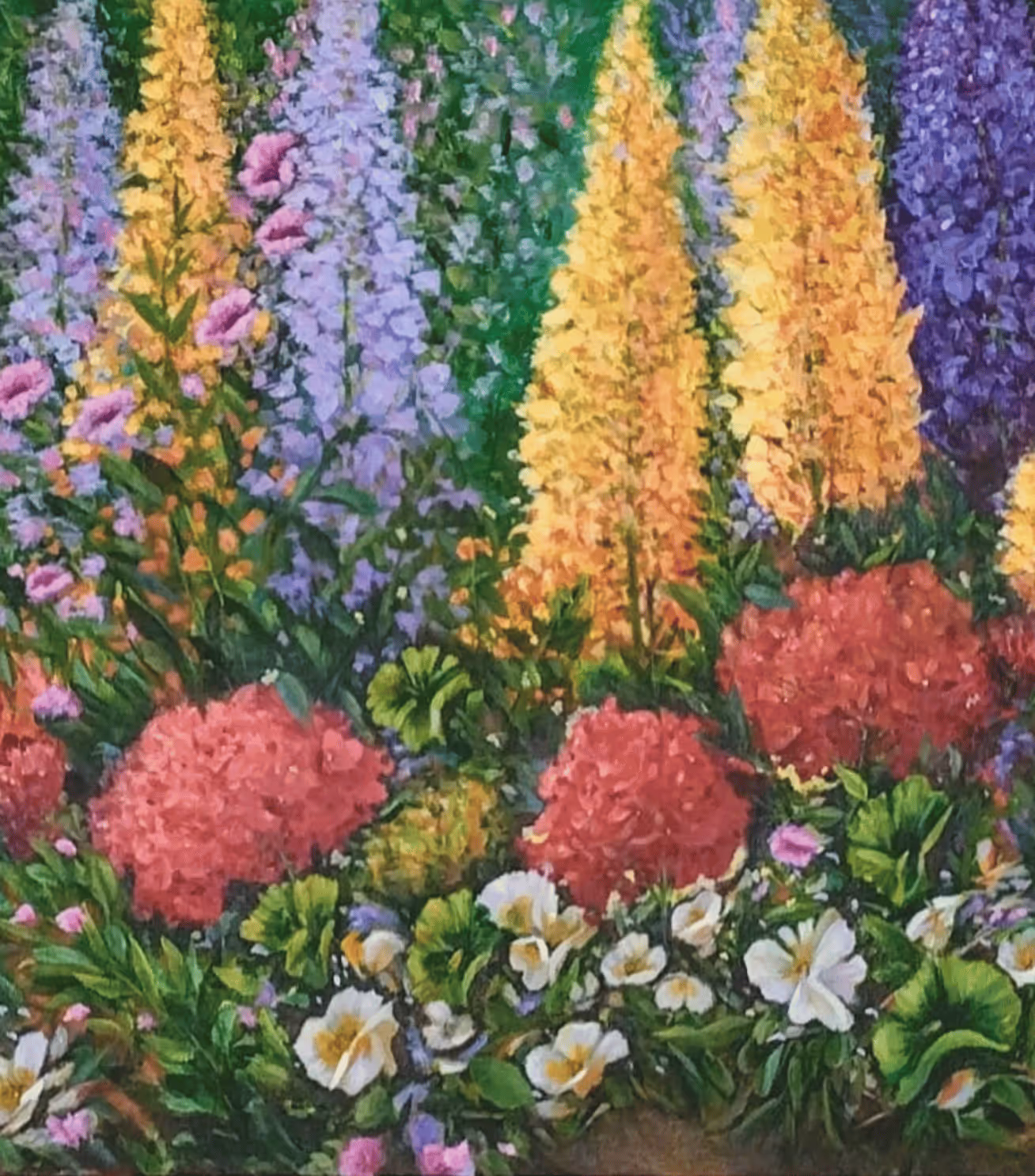 Island wildflower garden piece from the 'Brushes & Blooms' course by student Jacqueline, March 30th, 2023.