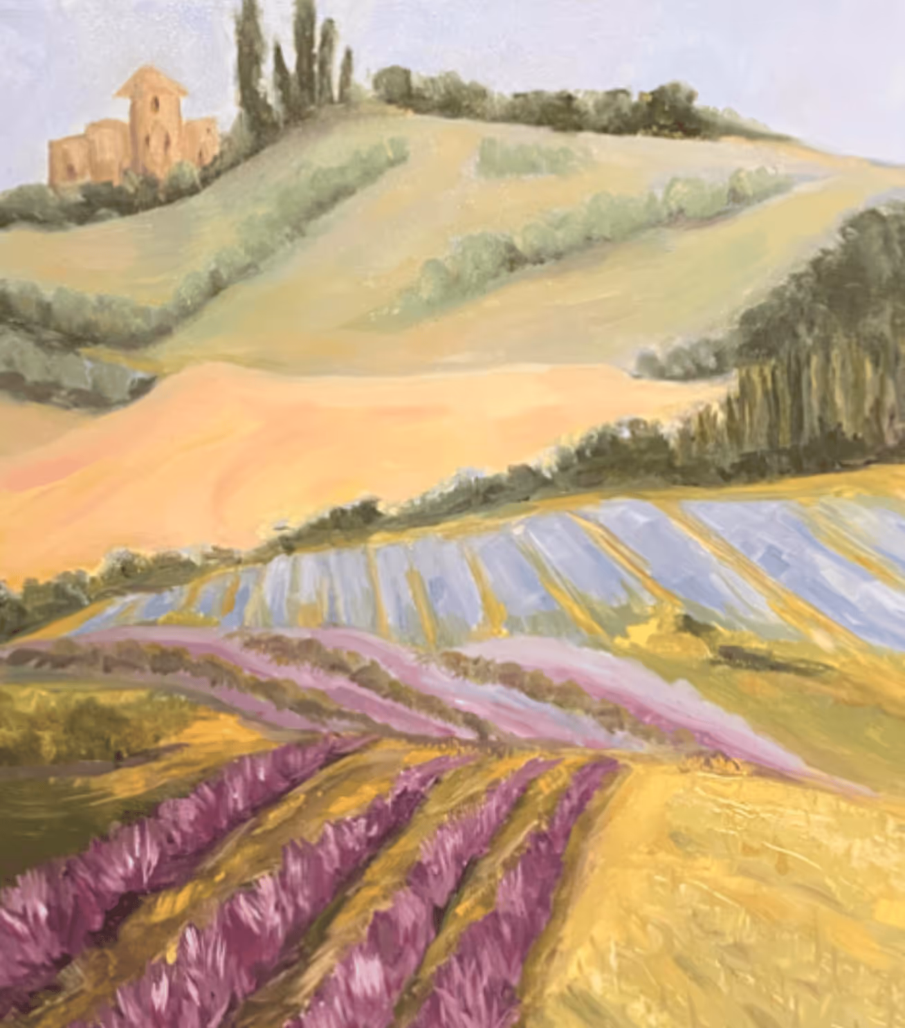 Lavender escape artwork from the 'French Escape' course by student Laura, February 16th, 2024.