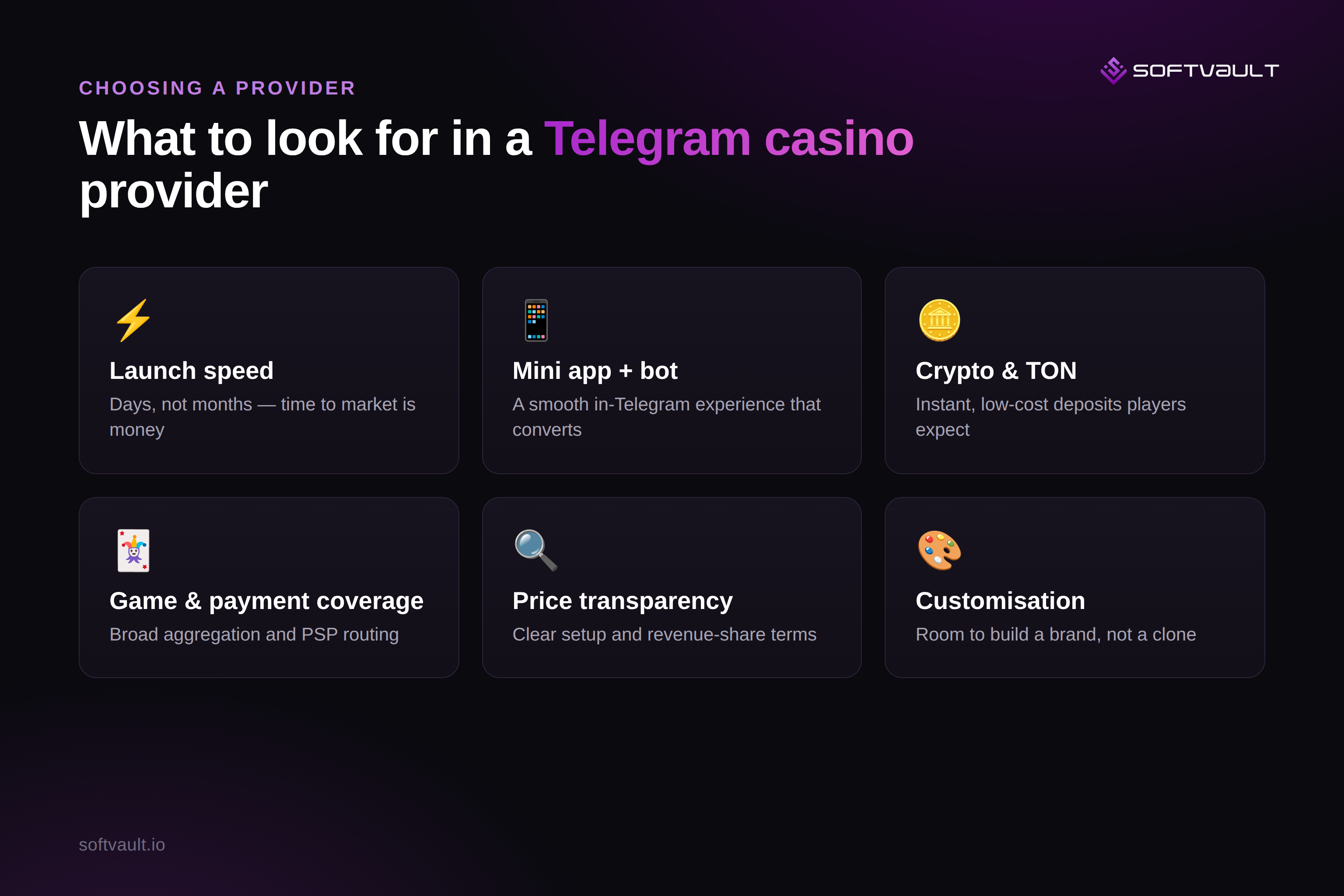 What to look for in a Telegram casino software provider