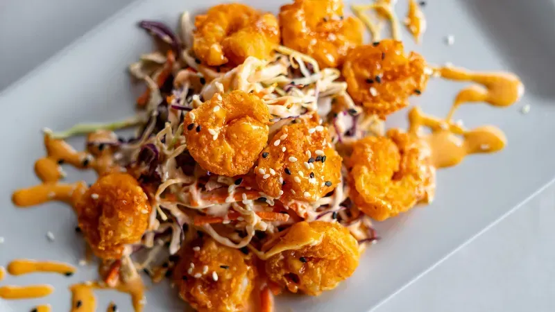 popcorn rock shrimp appetizer at prime29 steakhouse