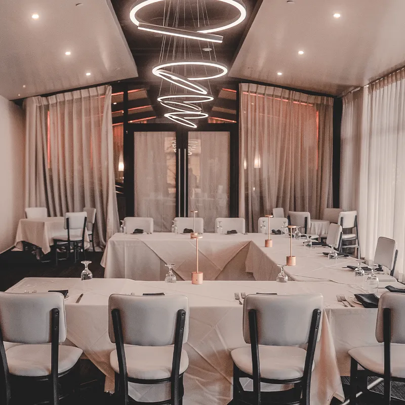 onyx room with a presentation seating setting for hosting a corporate event at prime29