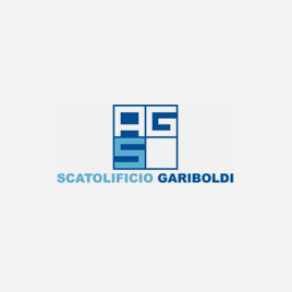 Logo di Scatolificio Gariboldi con lettere AGS stilizzate in quadrati blu.