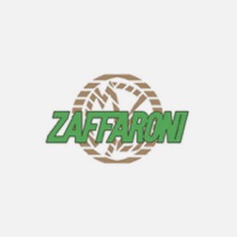 Logo Zaffaroni con testo verde e corona d'alloro marrone.