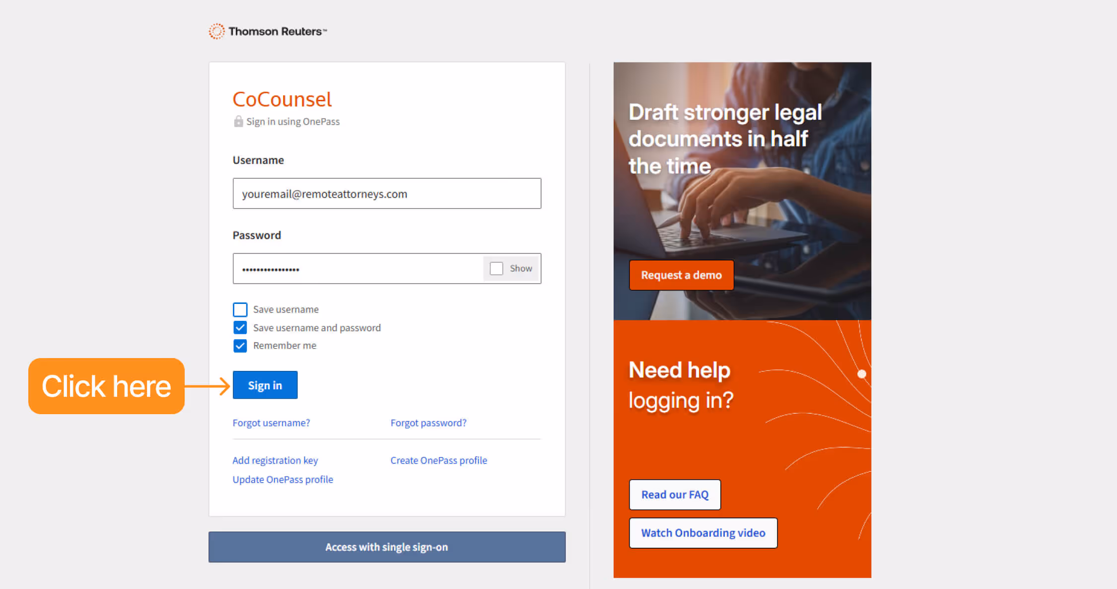 Signing in to CoCounsel, new Casetext Platform.