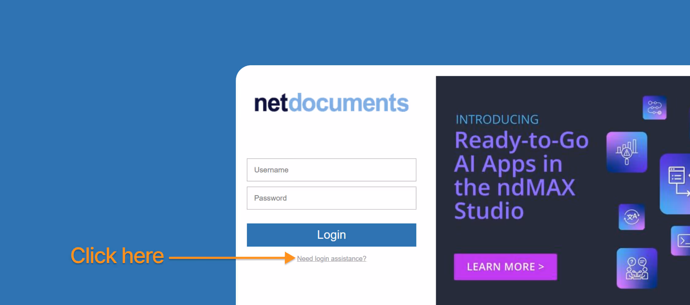 forgot password link for netdocuments account password reset