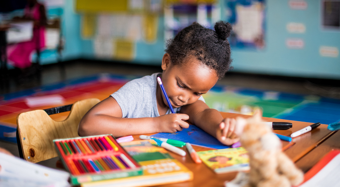 A child doing her homework