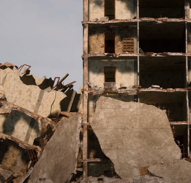 Photo of a demolished building at B2 the World