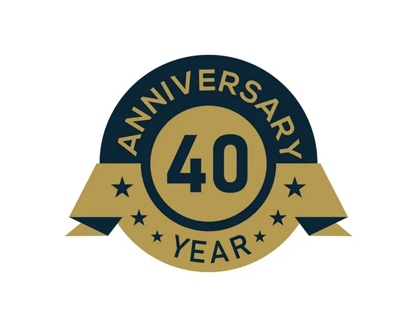 Gold and black emblem with the text '40 Year Anniversary' surrounded by stars.