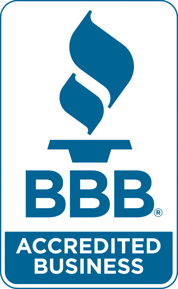 Better Business Bureau Accredited Business logo with a stylized torch above the BBB initials.