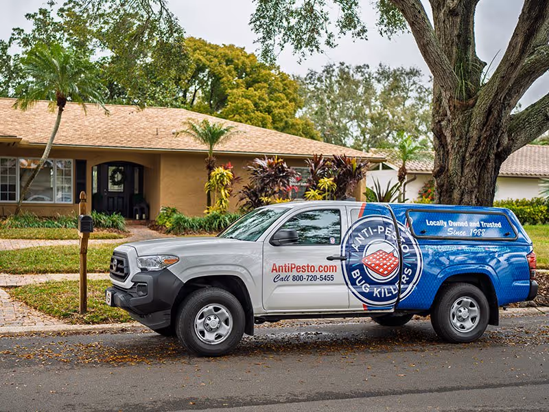 antipesto truck on front of home