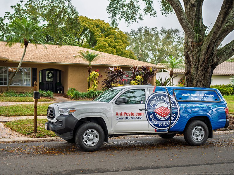 antipesto truck on front of home