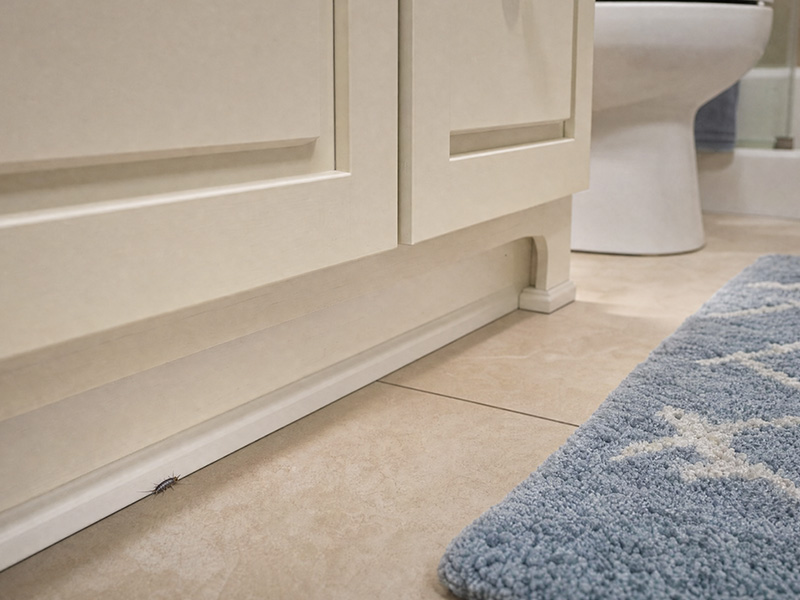 bug crawling across bathroom floor of tampa home