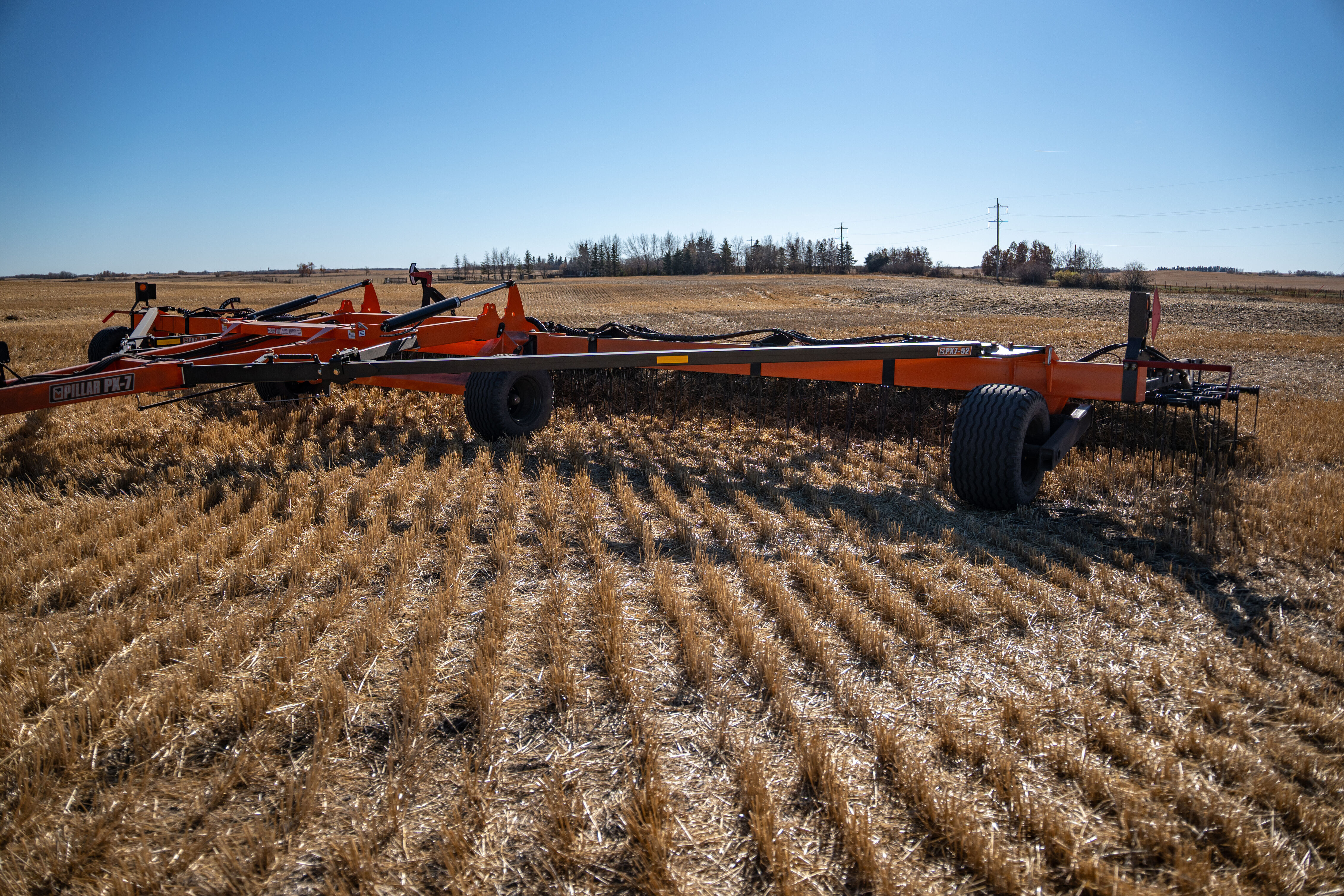 Harrow in the folded down position