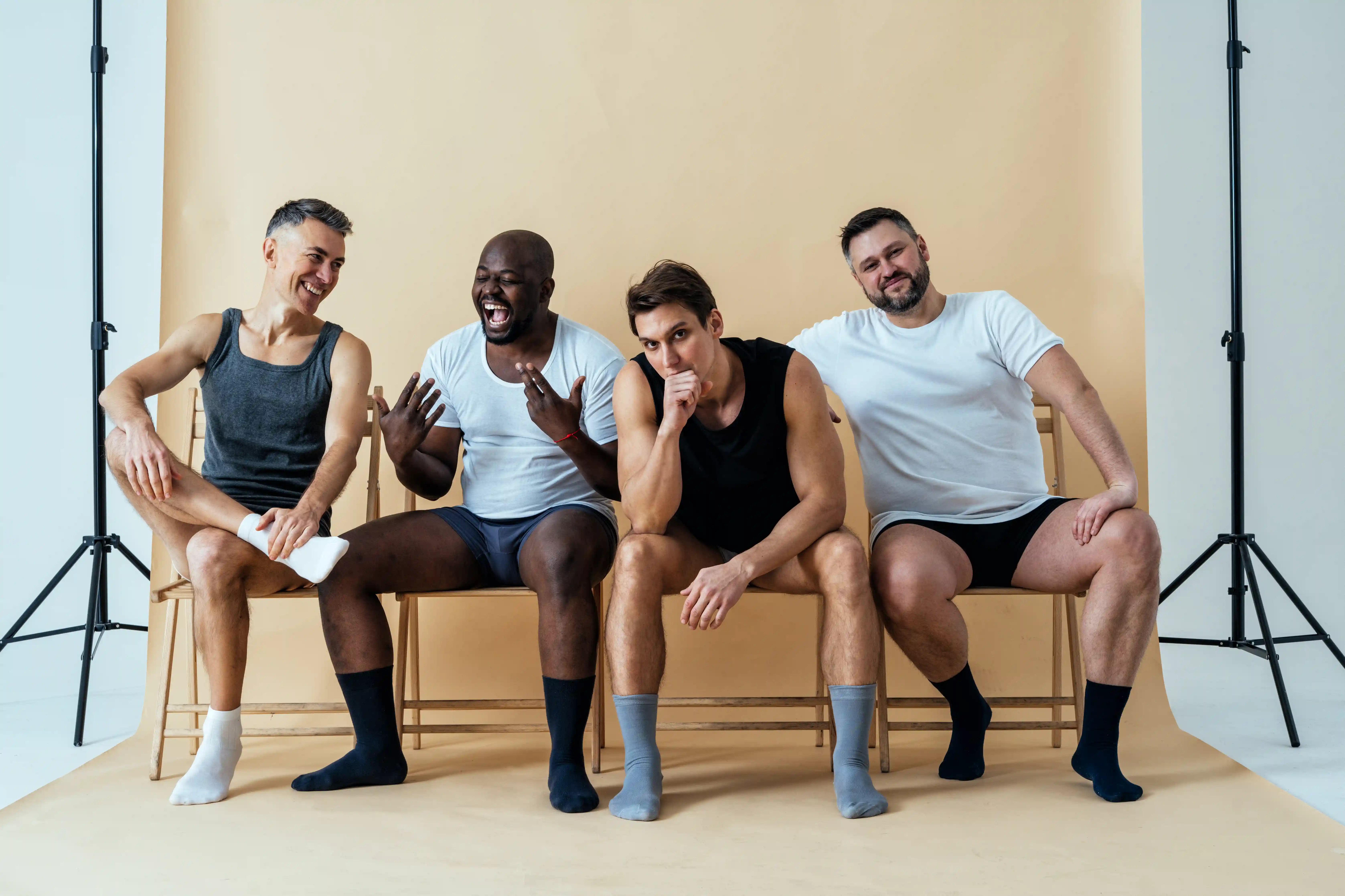group of men in under clothing