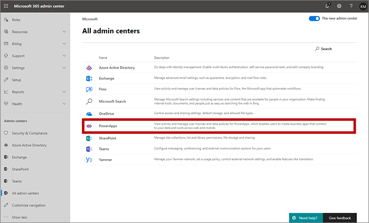 Select Power Apps