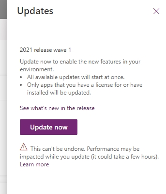 Dynamics 2021 release wave 1 update dialogue