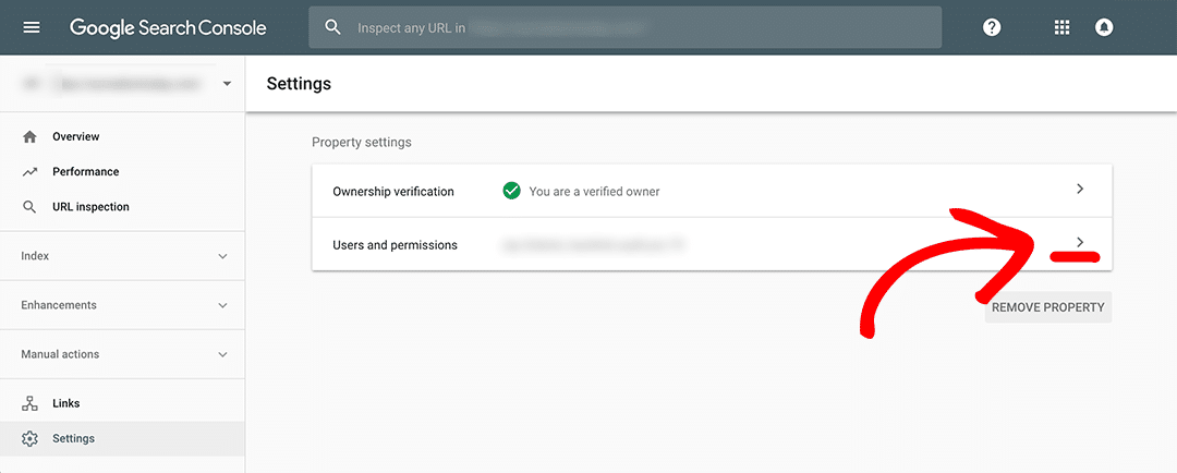 Google Search Console - Users and Permissions Settings