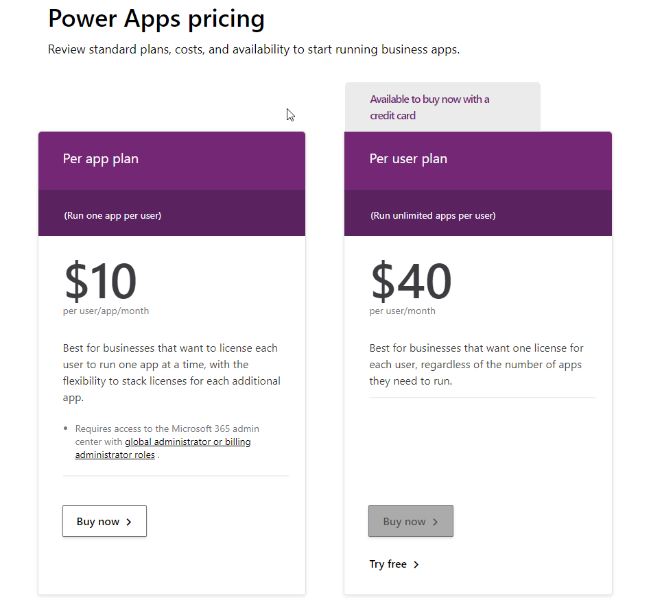power apps pricing sheet