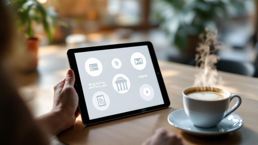 Infographic detailing the components of B2B Content Marketing and Thought Leadership