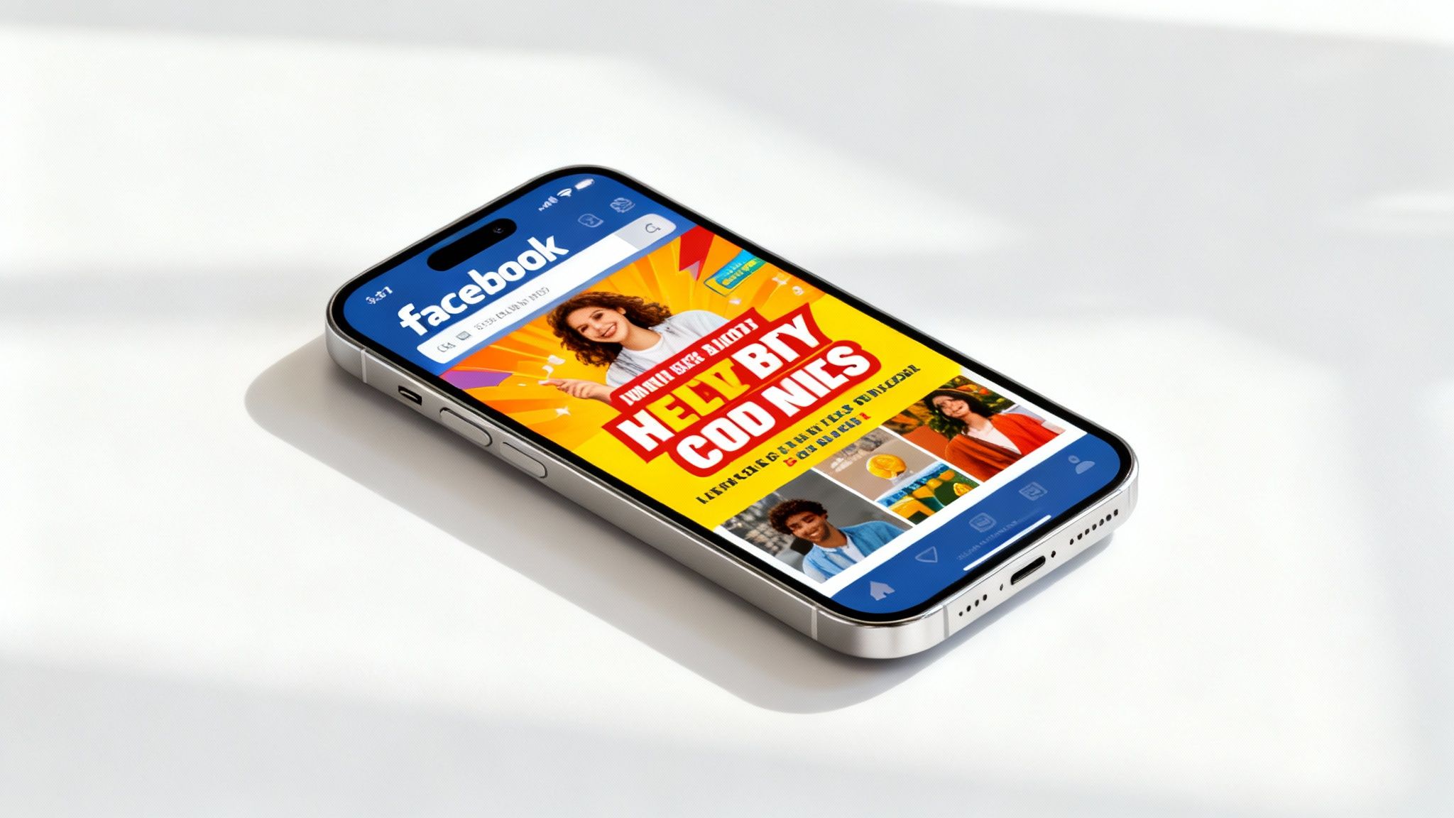 An example of a mobile-first Facebook ad creative for a B2B service, showing a bold headline and clear call-to-action designed for vertical viewing.