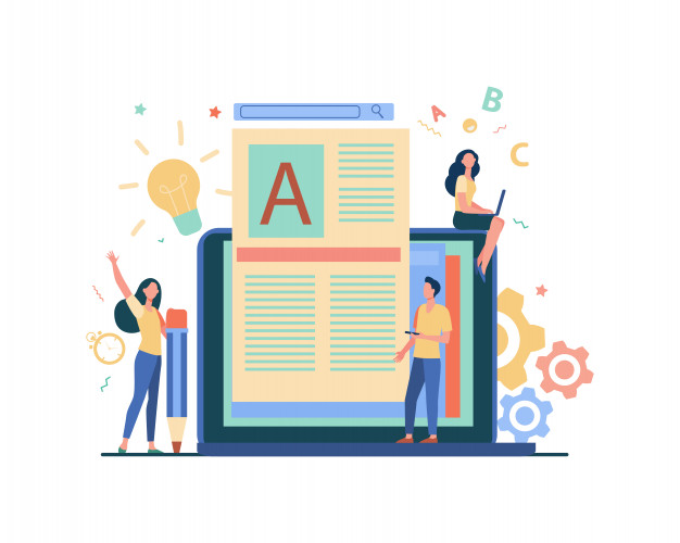 Content author or writer job concept Free Vector