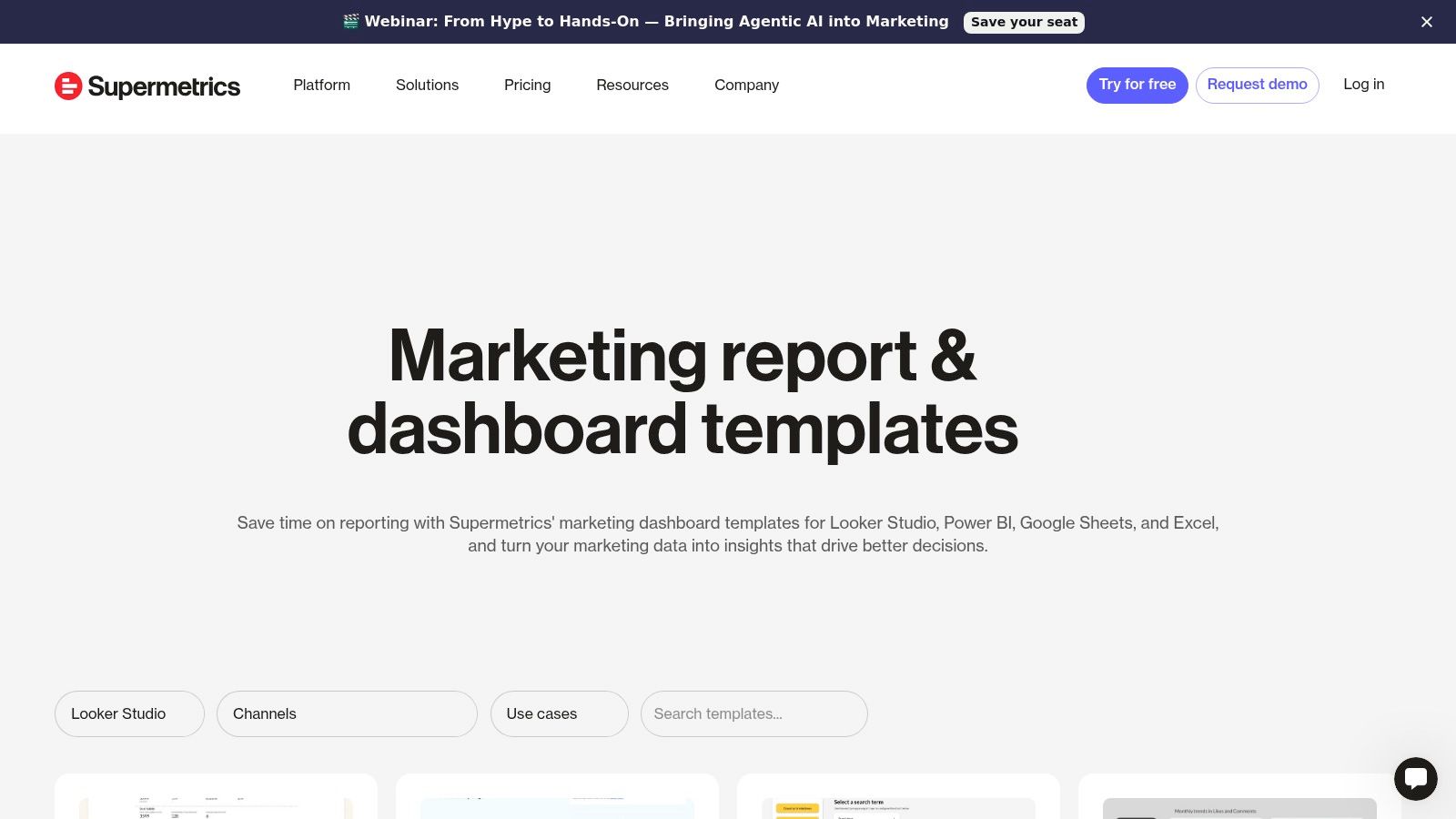 Supermetrics – Marketing Dashboard & Report Template Gallery