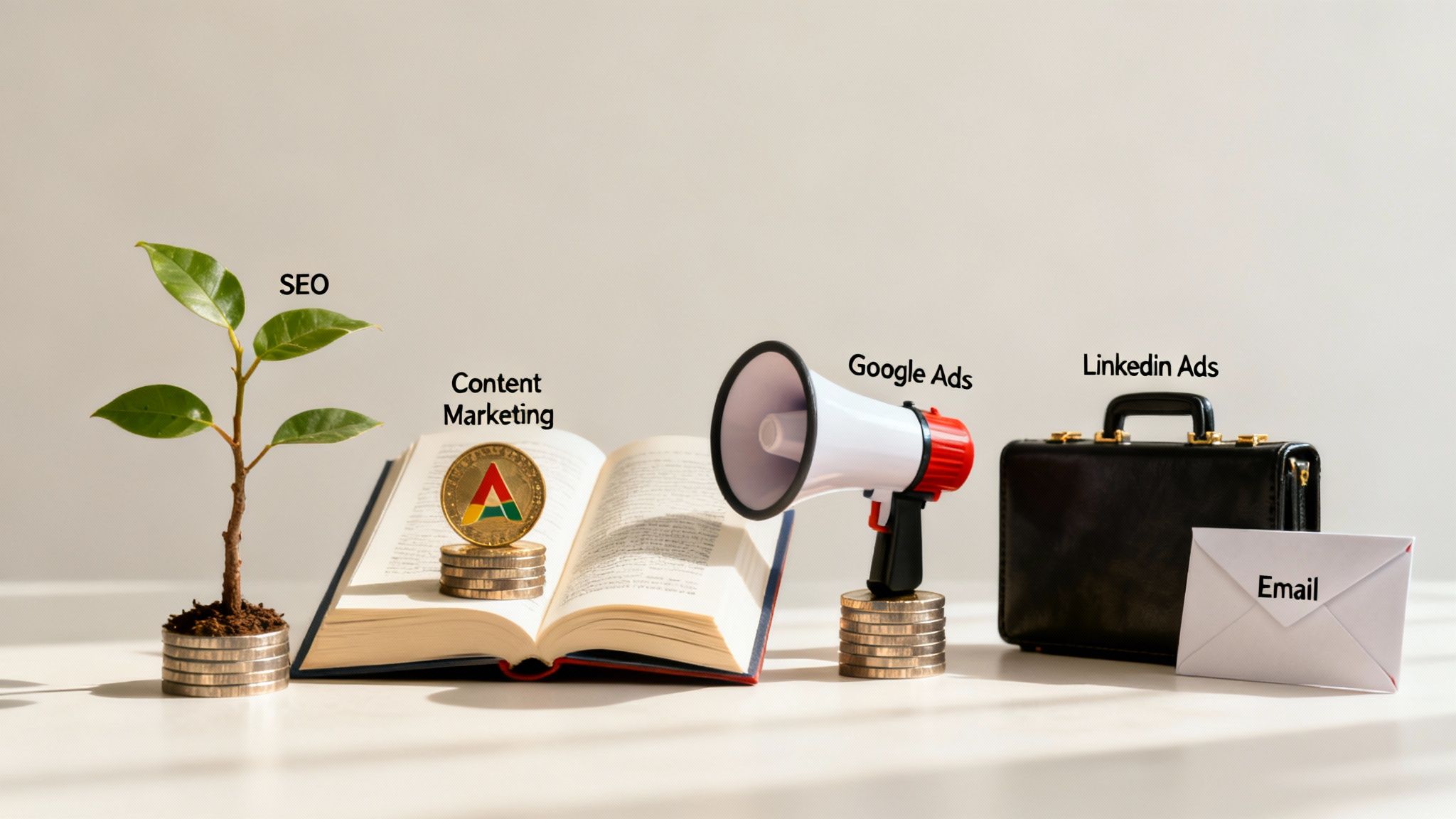 A digital marketing dashboard showing performance metrics for SEO, PPC, and social media channels.