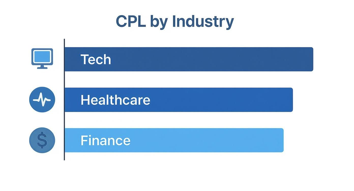 Infographic about average cost per lead by industry
