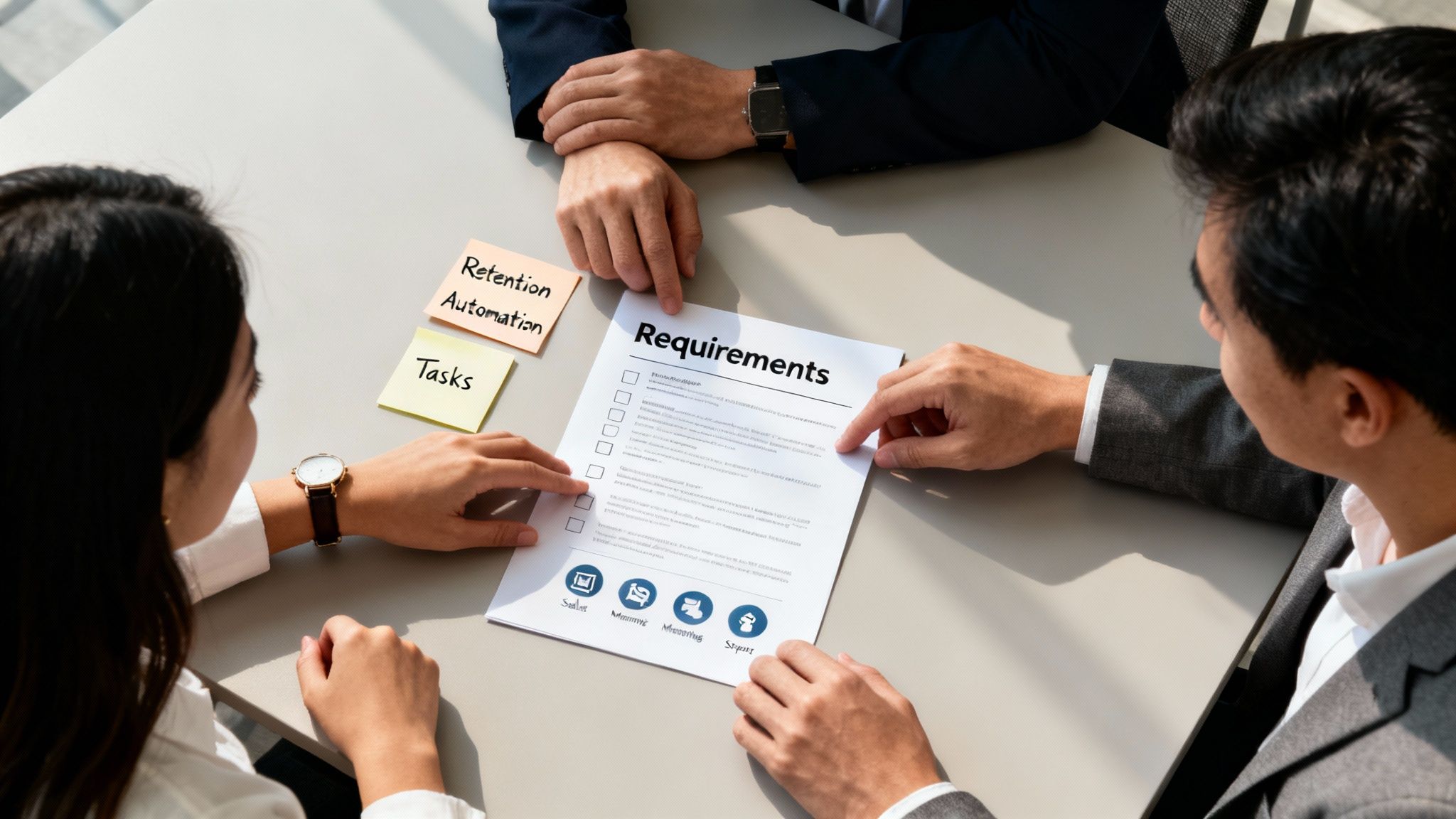 Workflow chart showing a CRM integrating with other business software