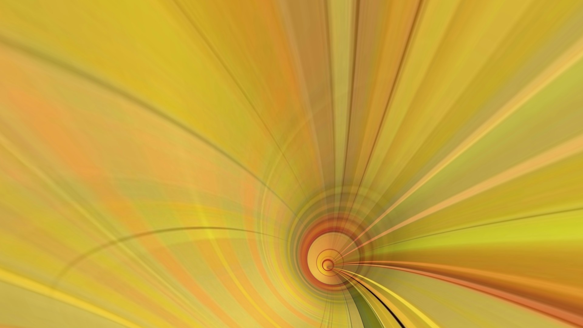 Abstract spiral of radiating yellow and orange light rays converging to a central point against a warm gradient background.