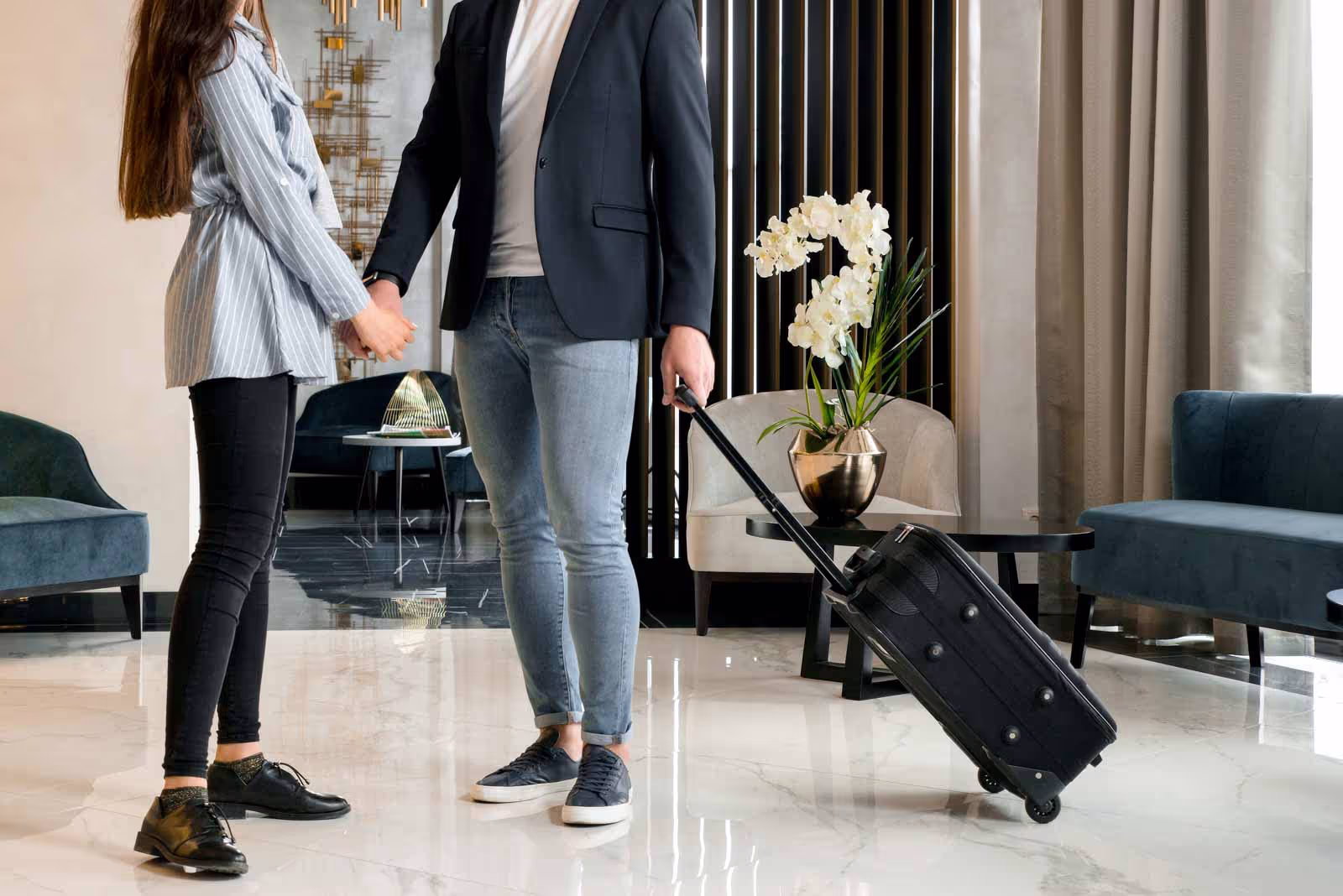 Main and woman in hotel