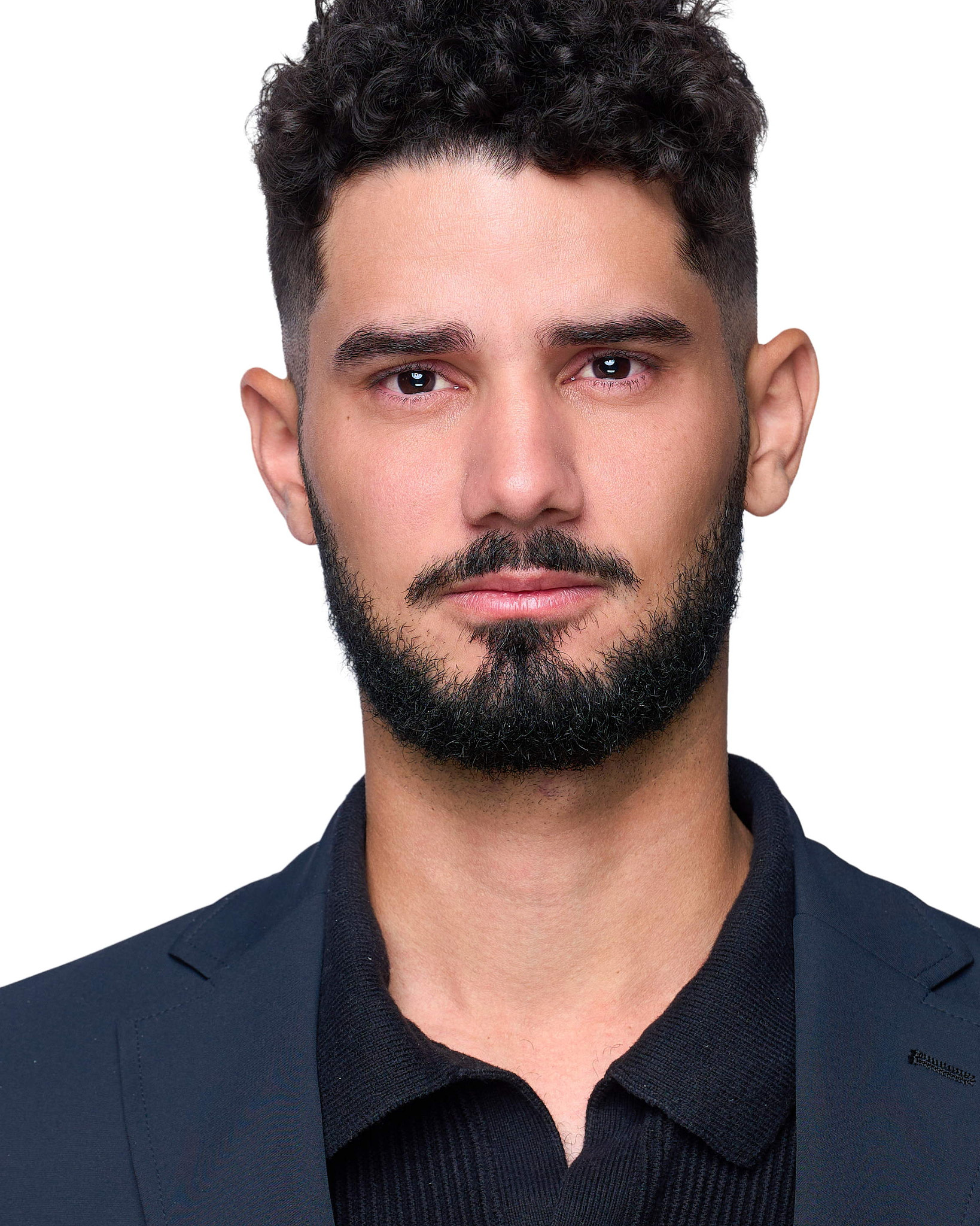 On-Location Corporate Headshots at On Site Headshots made for corporate group headshot session handsome man and with a dark sports jacket and dark black shirt