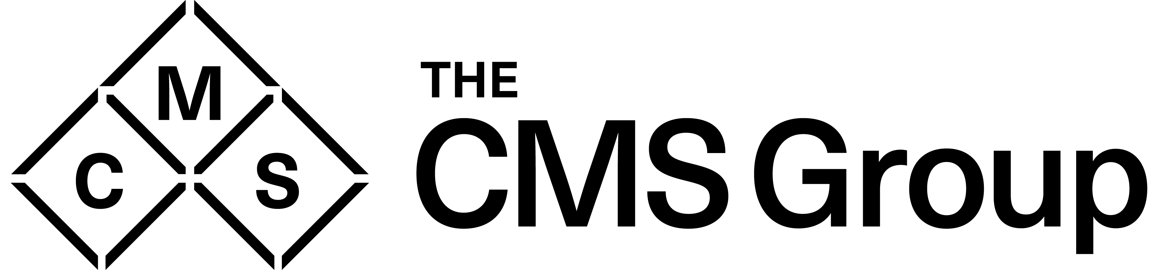 Logo with stylized lightning bolt above the letters 'CMS' and the text 'THE CMS GROUP' below in uppercase letters.